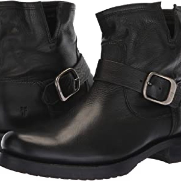 FRYE VERONICA MOTO BLACK LEATHER BOOTIE BUCKLE NIB SZ 6.5 - Picture 4 of 8